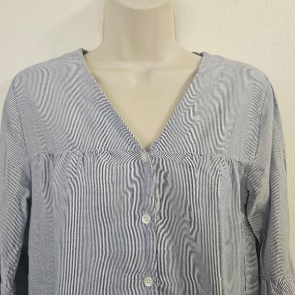 MADEWELL Veranda Bell Sleeve Striped Top Blue White Size XS - Picture 6 of 9